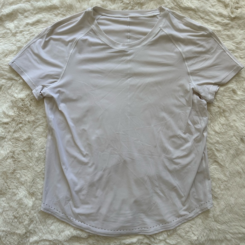 Lululemon Rise and Run Short Sleeve Shirt, White, Size 4